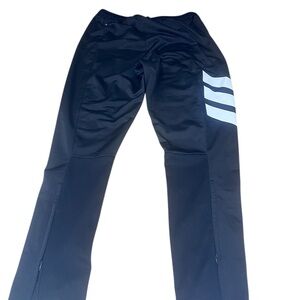 Adidas black Athletic Track Pants with White Stripe Detail Size large